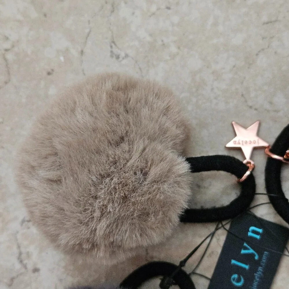 RARE SET 3 JOCELYN FAUX FUR PONYTAIL HOLDER HAIR TIE WRAP BAND ACCESSORY